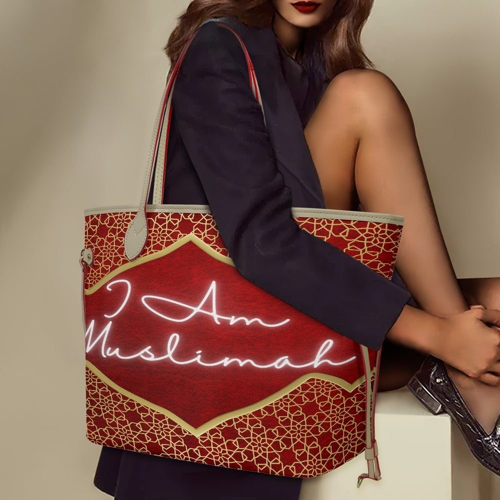 I Am Muslimah handbag (red & gold)