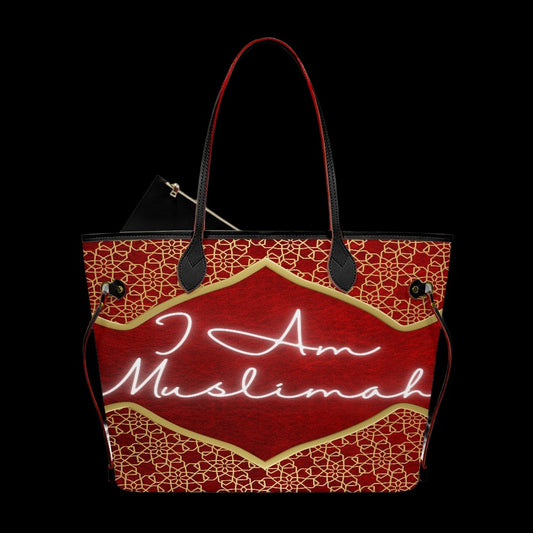 I Am Muslimah handbag (red & gold)