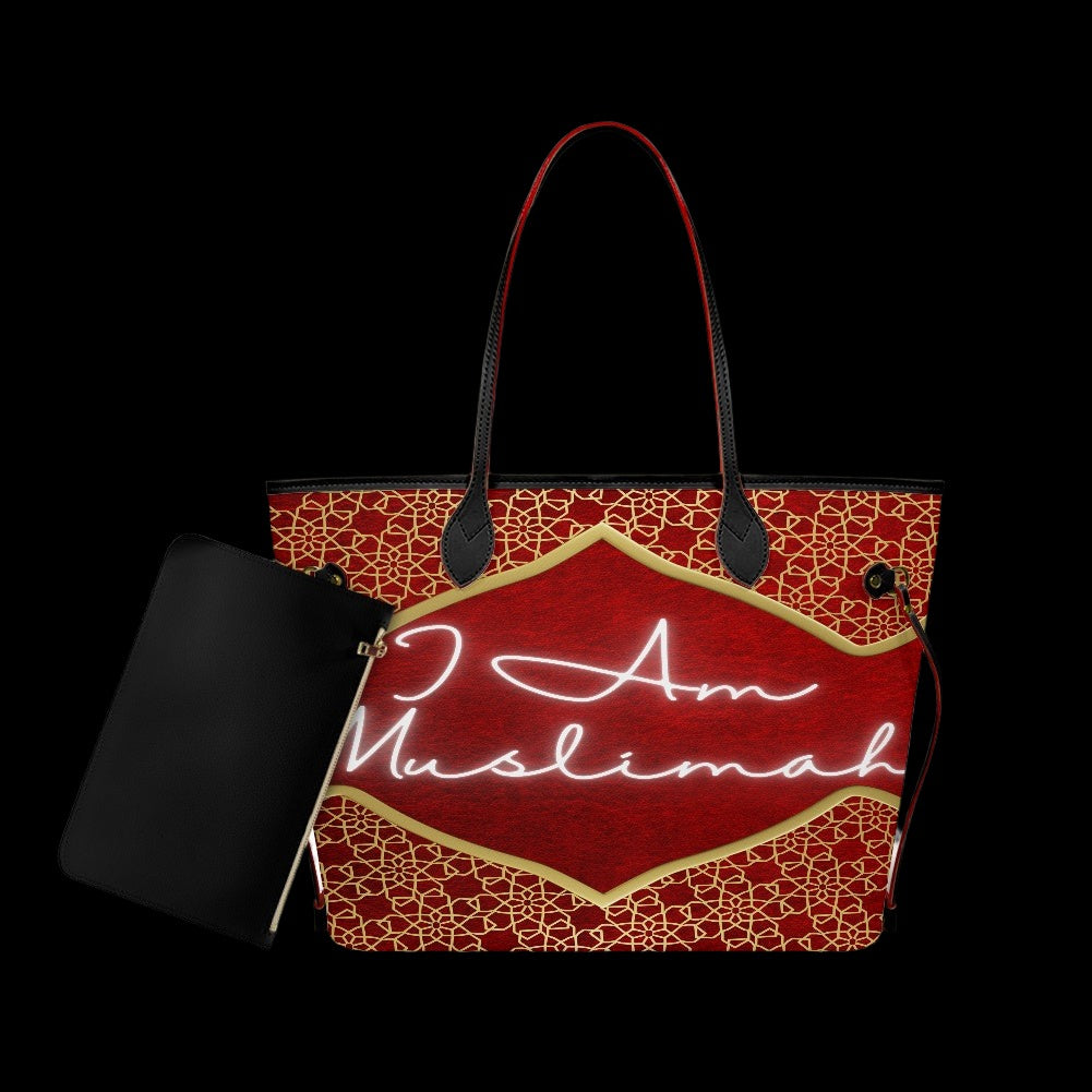 I Am Muslimah handbag (red & gold)