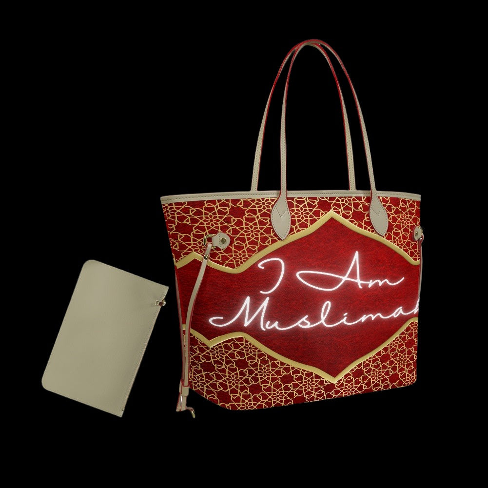 I Am Muslimah handbag (red & gold)