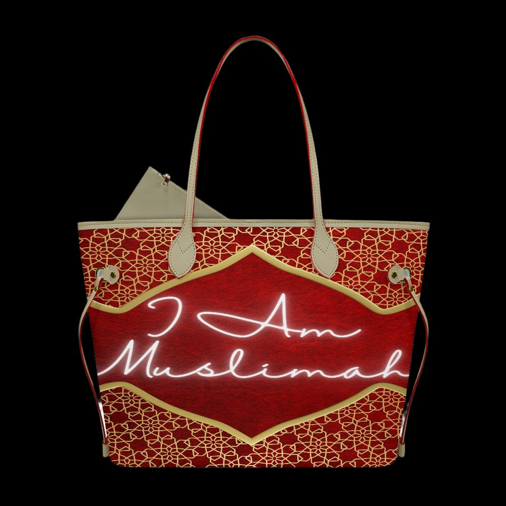 I Am Muslimah handbag (red & gold)