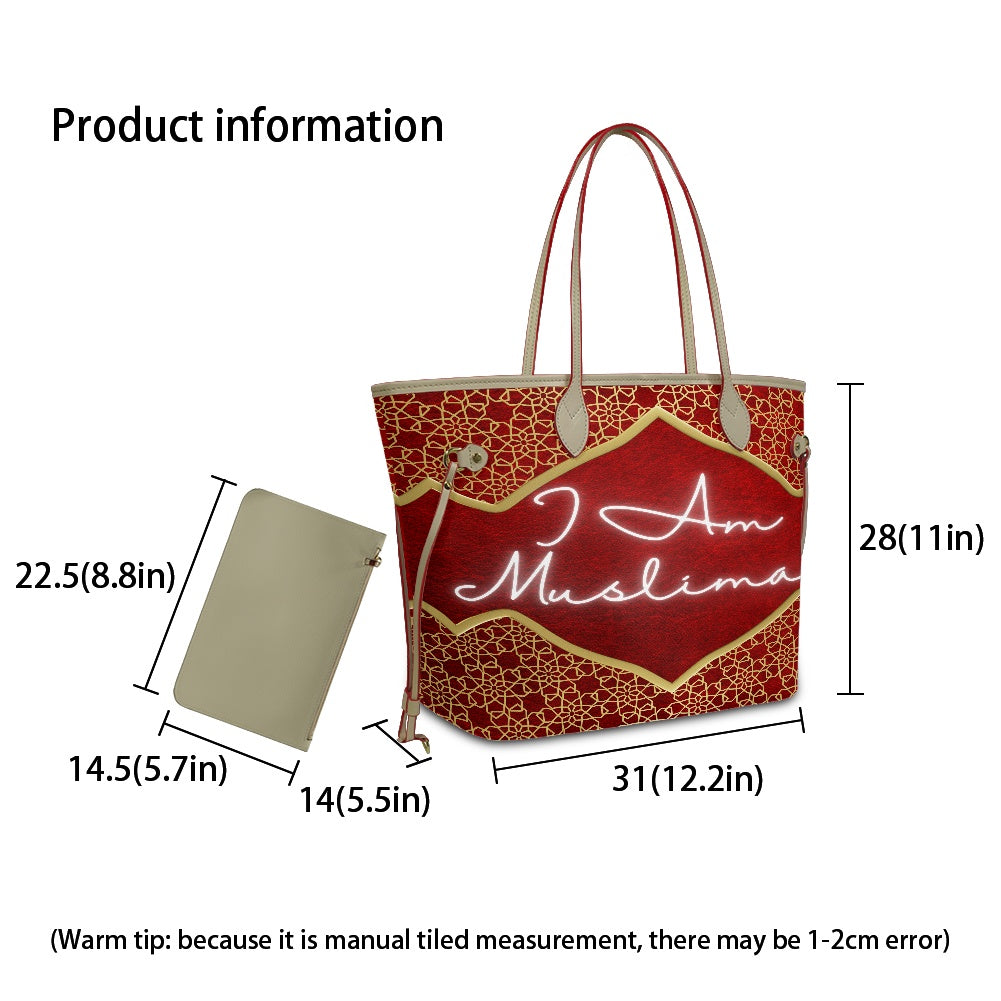 I Am Muslimah handbag (red & gold)
